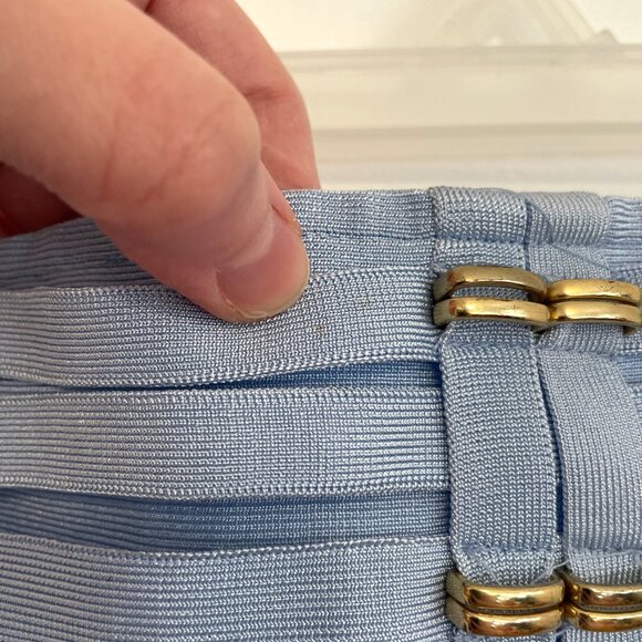 FASHION NOVA Ringing Me Up Midi Dress Blue Strapless Sexy Party Bandage Dress - Picture 8 of 16